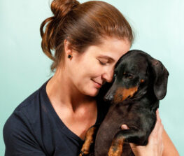 Woman in love with her dog